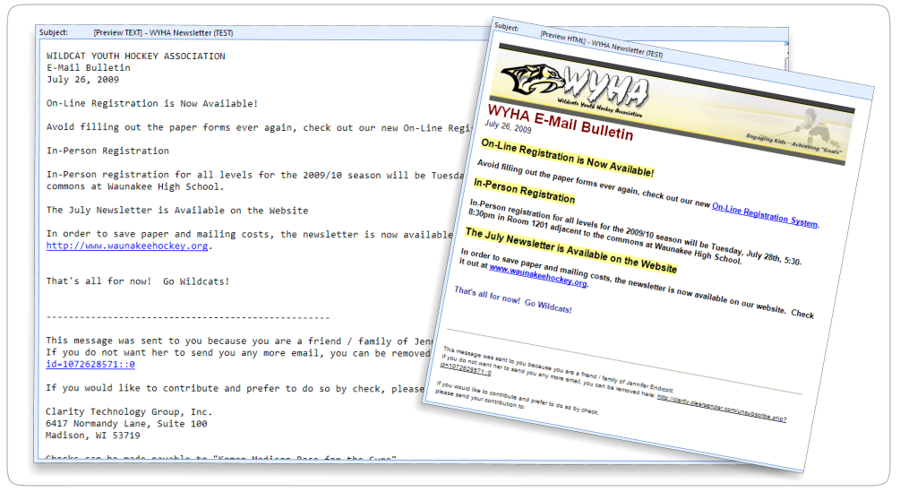 Send event information, reminder emails, and more to selected participants.