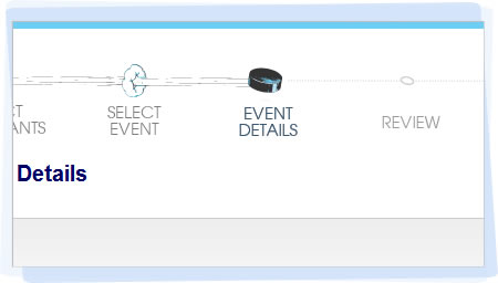 The progress bar makes it easy to navigate through event details. 