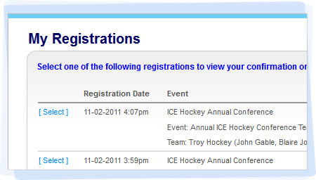 Event participants can view or update existing registrations.